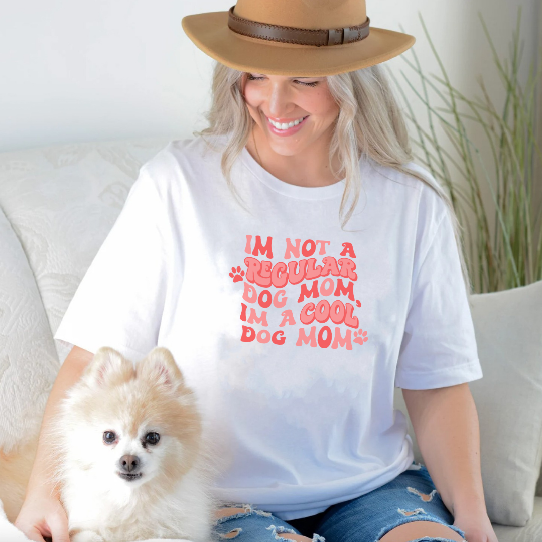 White Slogan T Shirt | I'm Not A Regular Dog Mom, I'm a Cool Dog Mom