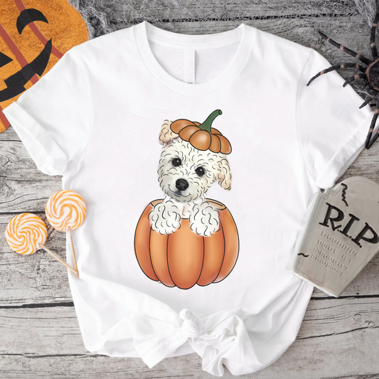 Custom Dog Illustration T Shirt | Pumpkin