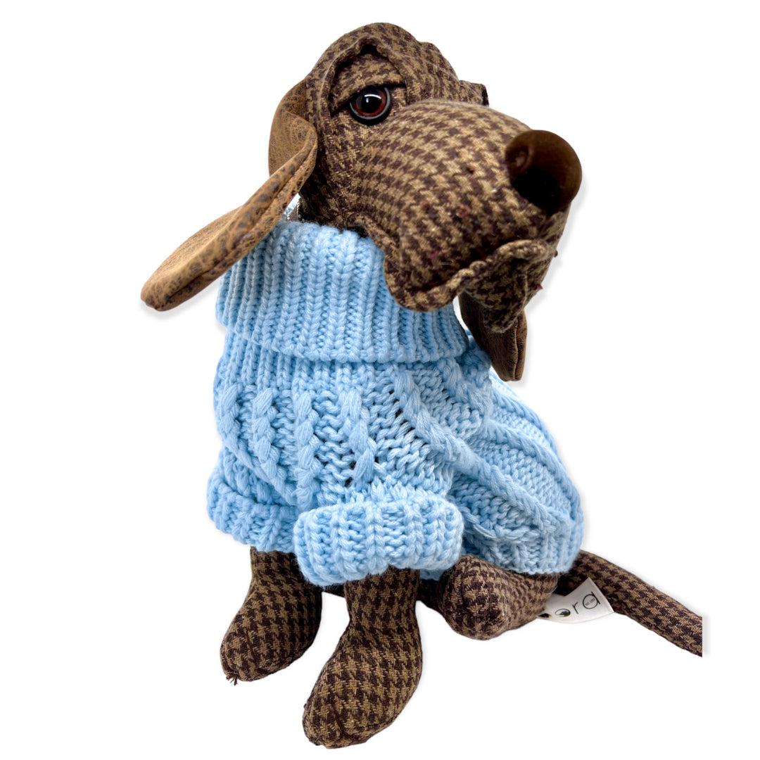 blue knitted dog jumper