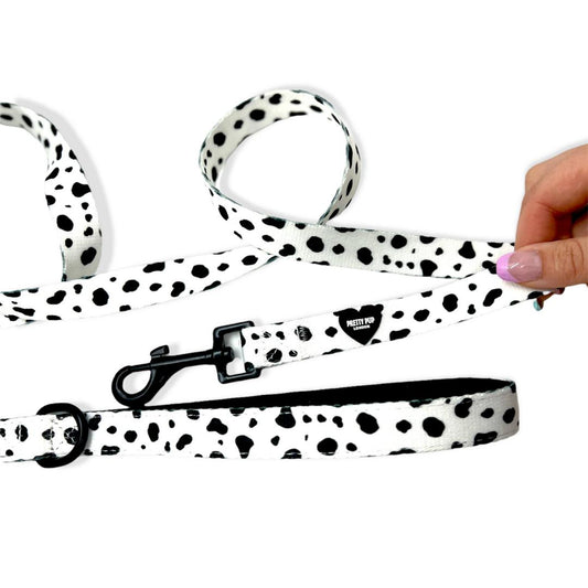 black dalmatian print dog lead