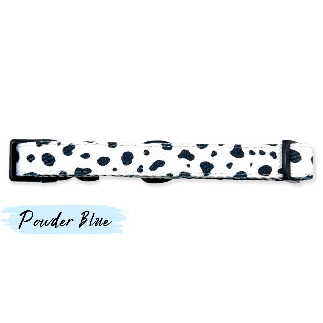 purple dalmatian spots adjustable dog collar