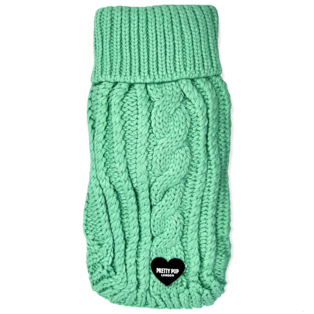 green cosy knit dog jumper