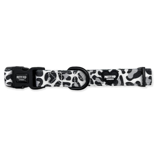 grey leopard print quick release dog collar