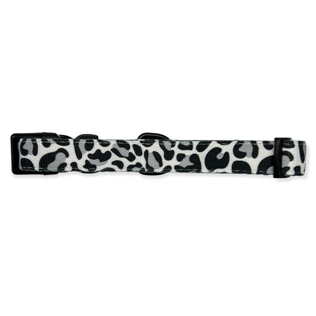 grey leopard print adjustable dog collar