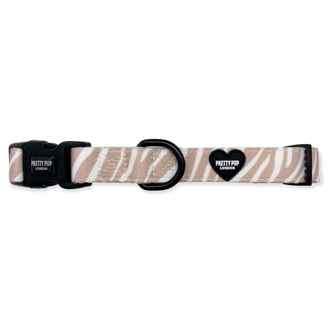 beige zebra print dog collar