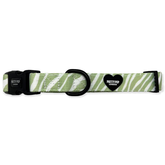 green zebra print adjustable dog collar