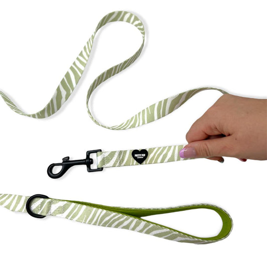 green zebra print dog lead