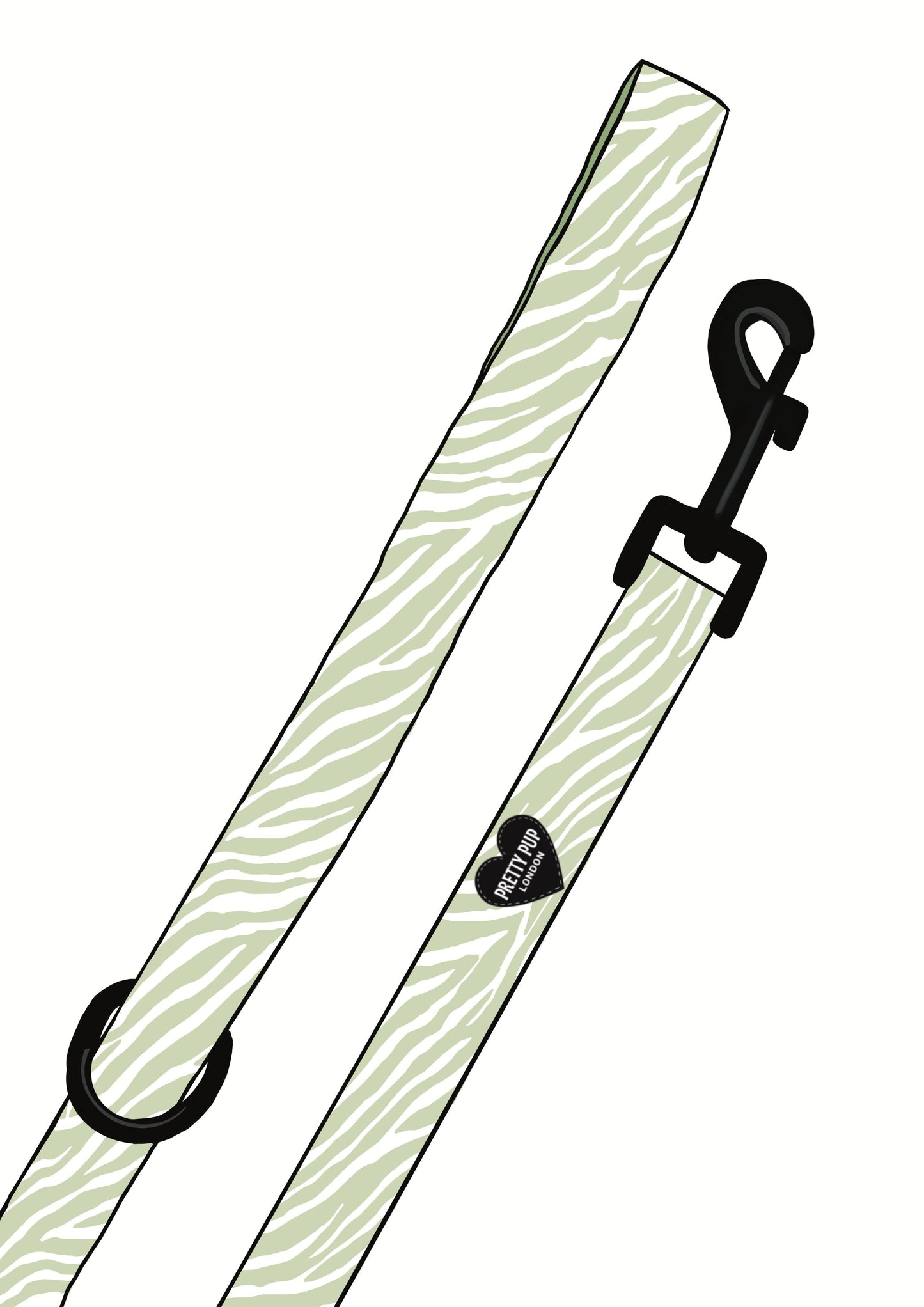 sage green zebra print designer dog lead